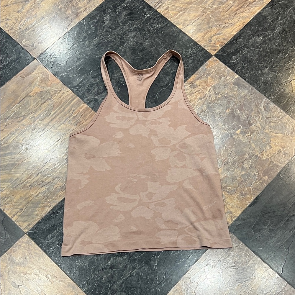 Tula Floral Patterned Workout Tank Top - Tan/Blush Size L